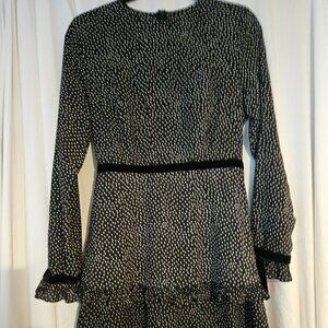 Lulus Floral To See Black Polka Dot Long Sleeve Mini Dress Size medium NWT